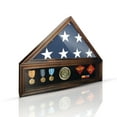 thumbnail image 1 of Military Shadow Box Display Case for Funeral Burial Flag for American Veterans Fits Folded 5x9.5’ Flag, Medal, Patches. Solid Wood and Glass.(Walnut), 1 of 6