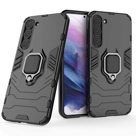 Military Shockproof for Samsung Galaxy S21 FE Protective Case Heavy Duty Armor Rugged Sturdy Phone Cases with Ring Kickstand Bumper Anti-Scratch Cover for Samsung Galaxy S21 FE,Black