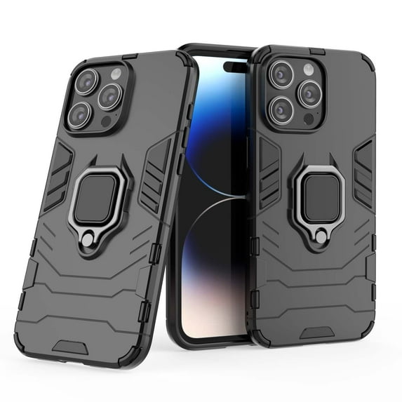 Military Shockproof for iPhone 13 Pro Max Protective Case Heavy Duty Armor Rugged Sturdy Phone Cases with Ring Kickstand Bumper Anti-Scratch Cover for iPhone 13 Pro Max,Black