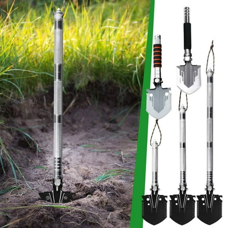 Military Shovel Multifunctional Folding Shovel, Manganese Steel Construction, 180 Degree Adjustable Head, for Outdoor Camping, Gardening, Car Emergency Use, FAJHHA | A