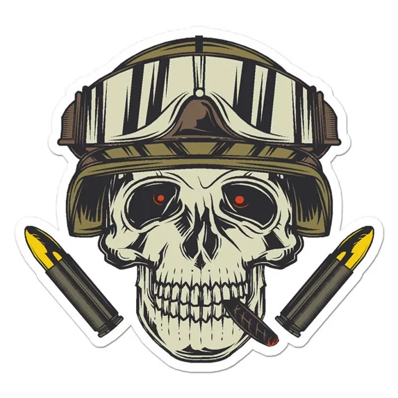 Military Skull Bulets Sticker Indoor Outdoor Phone Decal Water Bottle ...