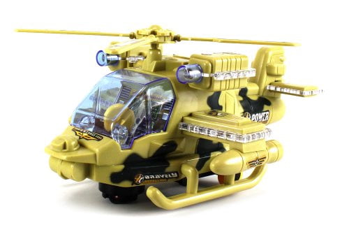 Military Sky Warrior Gunship Battery Operated Bump and Go Toy
