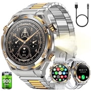 Smart Watch for Men, 1.43" AMOLED Bluetooth Call & Answer, Fitness Tracker, 100+ Sport Modes, 900mAh, 1ATM Waterproof Compatible with Android iOS (Sliver)