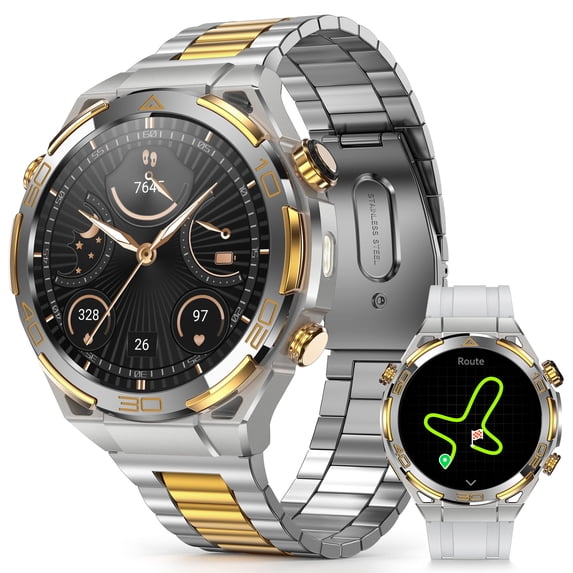 IOWODO Smart Watch for Men, 1.43" AMOLED Bluetooth Call & Answer, Fitness Tracker, 100+ Sport Modes, 900mAh, 1ATM Waterproof Compatible with Android iOS (Sliver)