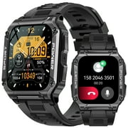 Military Smart Watch for Men Bluetooth Call Rugged 1.95" HD Big Screen Tactical Sports Watch Outdoor Fitness Tracker Smartwatch Compatible with Android iPhone Samsung