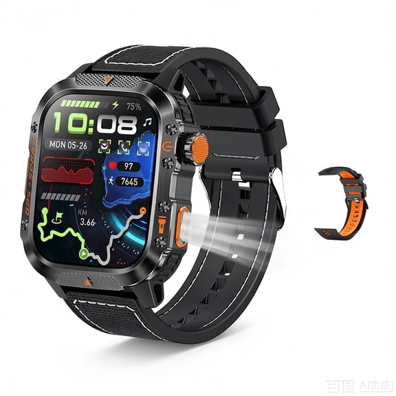Military Smart Watch for Men Built-in GPS Compass/LED Flashlight | 2.01" HD Screen & Voice Assistant,100+ Sport Modes,6ATM Waterproof Shockproof Fitness Tracker Smartwatch for Android iOS