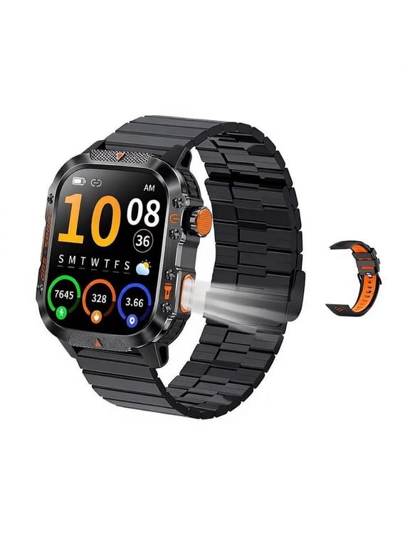 Military Smart Watch for Men Built-in GPS Compass/LED Flashlight | 2.01" HD Screen & Voice Assistant,100+ Sport Modes,7ATM Waterproof Shockproof Fitness Tracker Smartwatch for Android iOS