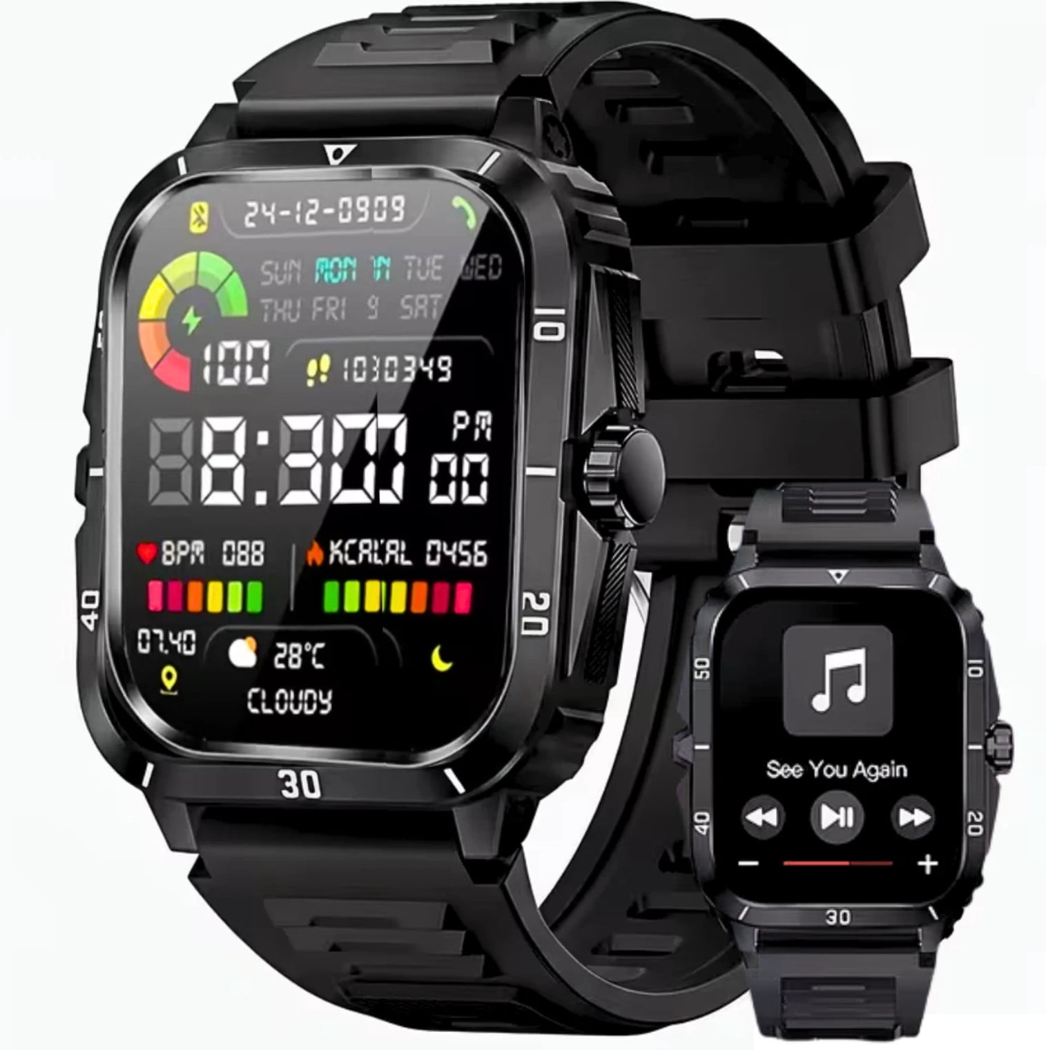 Military Smart Watch Men(Call Receive/Dial) Rugged Tactical Fitness ...
