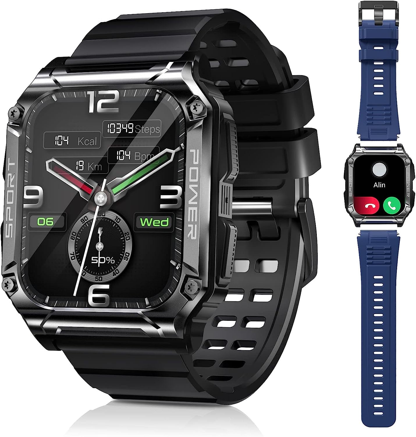 Military Smart Watch for Men, IP68 Waterproof Tactical Sports Watch ...