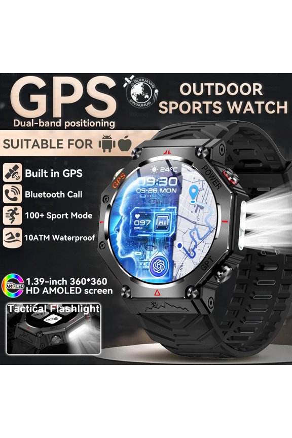 Military Smart Watch T-Rex 3 Bulit-in GPS Compass Altimeter Barometric 10ATM IP69K Waterproof AMOLED Bluetooth Call Smart watch