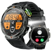 Military Smart Watch for Men 1.45 Smart Watch Answer/Make Calls with Flashlight 113 Sports Modes Fitness Tracker
