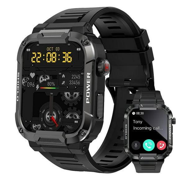 Military Smart Watch for Men (Answer/Make Call), 1.85'' HD 400mAh Long Battery Tactical Sports Watch, Outdoor Rugged Smartwatch for Android iOS