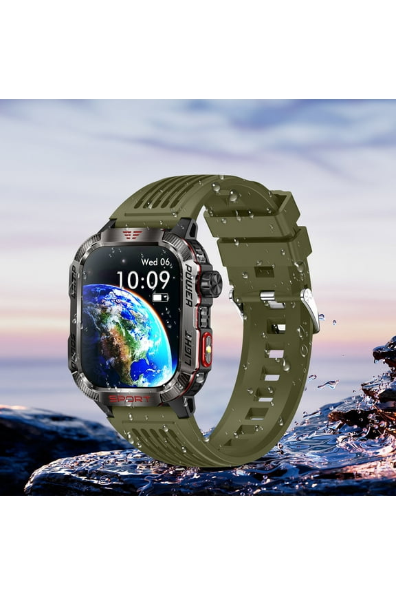 Military Smart Watches for Men with Call Function,1.72"AMOLED Screen with Powerful LED light,Measures Altitude and Pressure,7-14 Days Battery Life,Compatible for iOS Phone