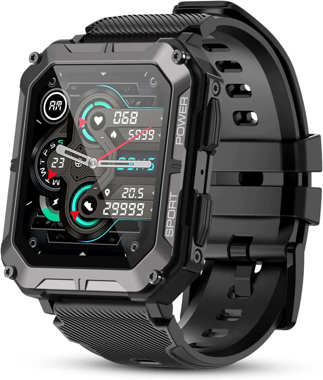  Military Smart Watch for Men Tactical Rugged Smart Watch with  Bluetooth Call Flashlight 1.45 Big Screen Fitness Tracker Heart Rate Sleep  Monitor Watch Waterproof Sports Smartwatch for iPhone Android : Electrónica