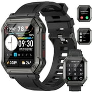 TIGRADE 1.91-inch Men's Smartwatch with 100+ Sport Modes, Call Answer/Dial/IP68 Water Resistant, Men's Good Gift and Fits for Android and Iphone, BLACK