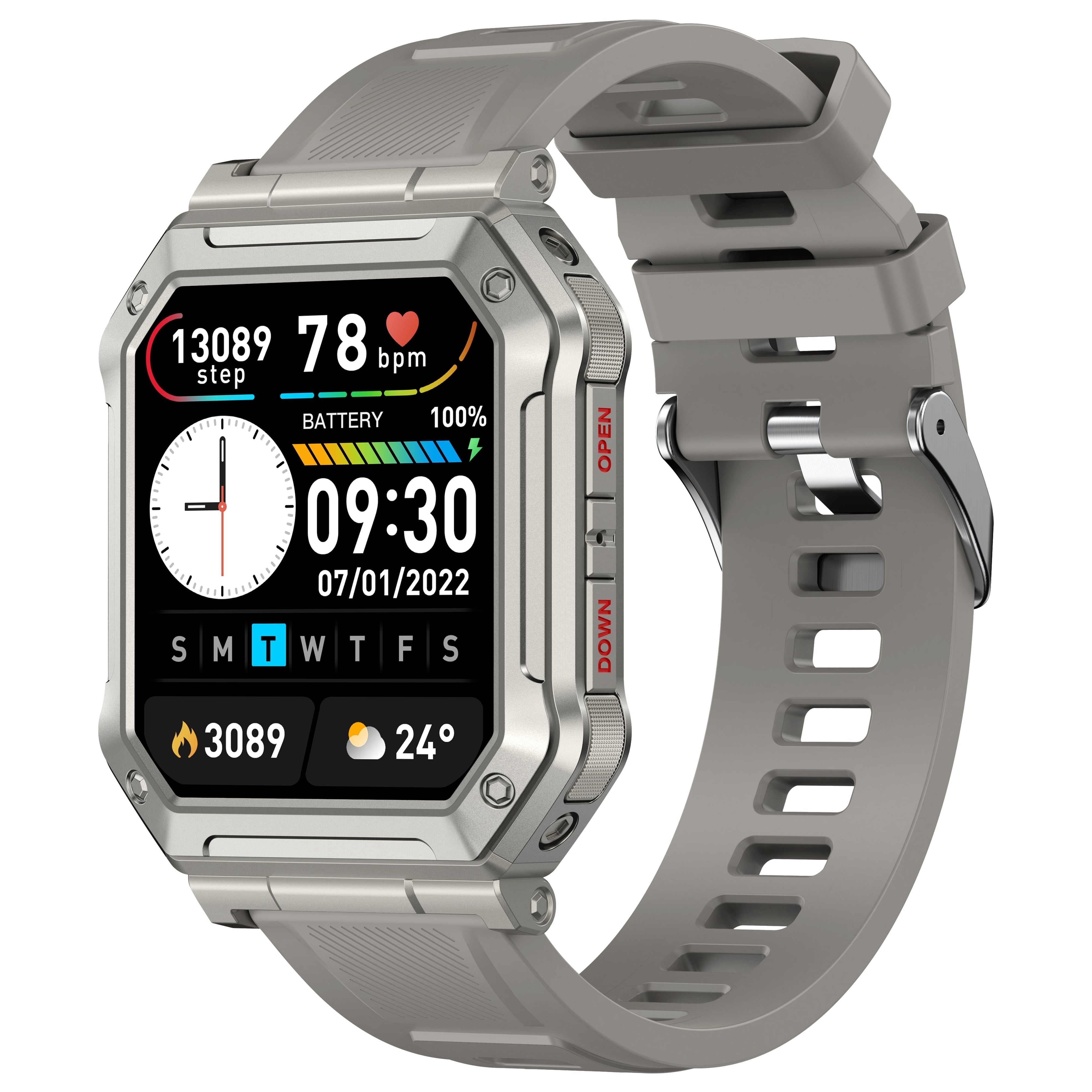 TIGRADE 1.91-inch Men's Smartwatch with 100+ Sport Modes, Call Answer/Dial/IP68 Water Resistant, Men's Good Gift and Fits for Android and Iphone, GREY