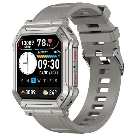 TIGRADE 1.91-inch Men's Smartwatch with 100+ Sport Modes, Call Answer/Dial/IP68 Water Resistant, Men's Good Gift and Fits for Android and Iphone, GREY