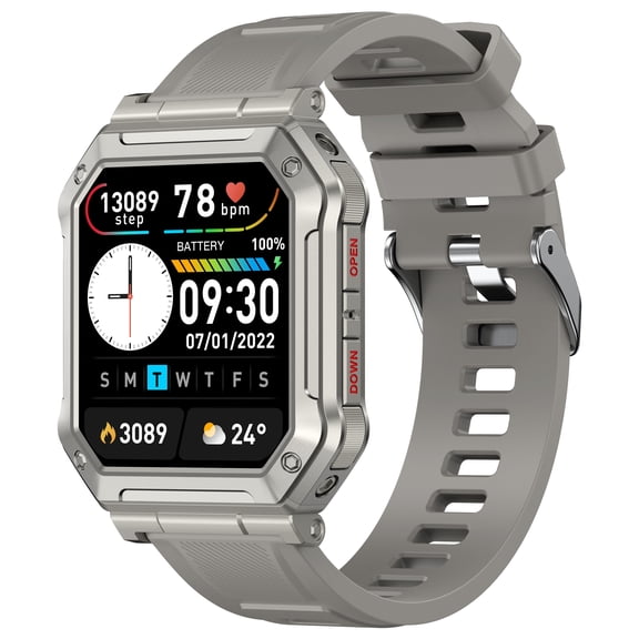 TIGRADE 1.91-inch Men's Smartwatch with 100+ Sport Modes, Call Answer/Dial/IP68 Water Resistant, Men's Good Gift and Fits for Android and Iphone, GREY