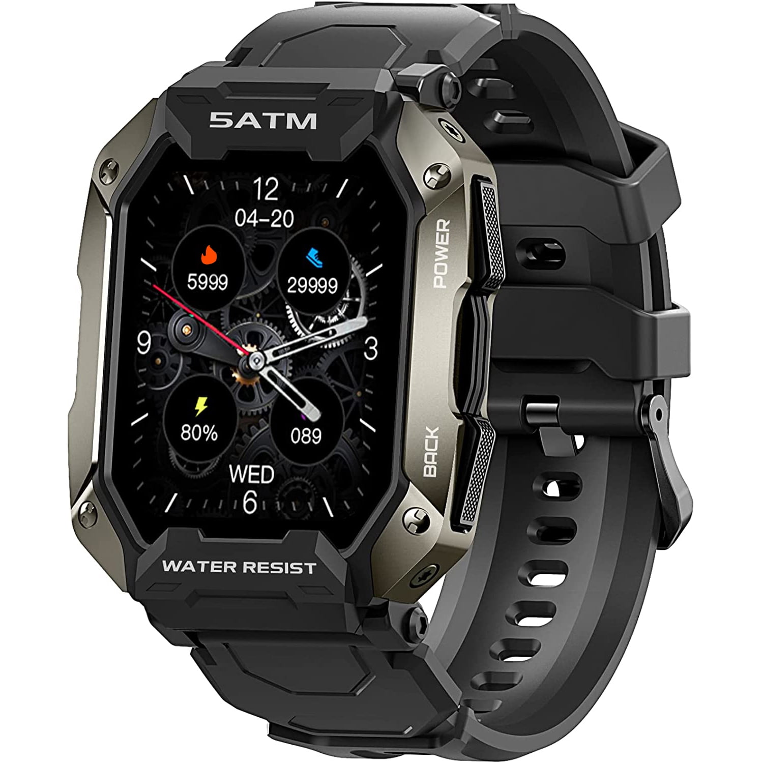Military Smart Watches for Men, 1.81'' HD Outdoor Sports Rugged Smartwatch Compatible with Android and iPhone, Black