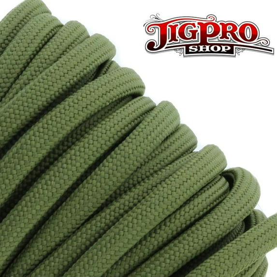 Military Spec 550lb Type III Parcord 100' Olive Drab by Jig Pro Shop - Made in the USA