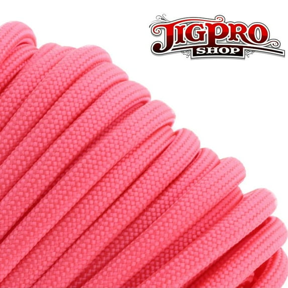 Military Spec 550lb Type III Parcord 100' Pink by Jig Pro Shop - Made in the USA