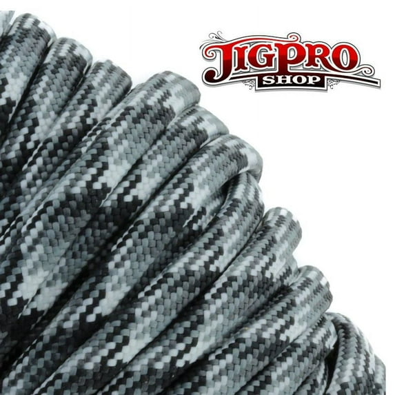 Military Spec 550lb Type III Parcord 100' Urban Camo by Jig Pro Shop - Made in the USA
