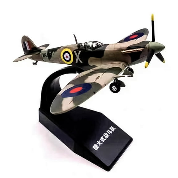 Military Spitfire Fighter Model 1:100 Scale Retro Alloy Body for Military Enthusiasts Home Decor