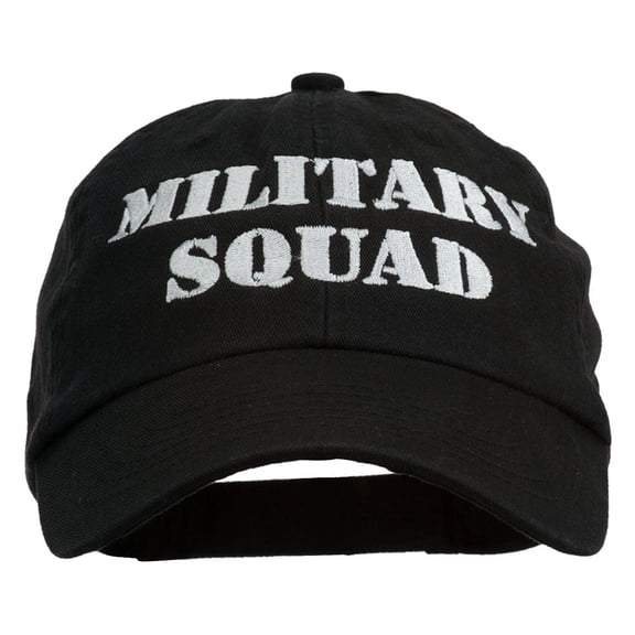 Military Squad Embroidered Low Profile Washed Cap - Black OSFM