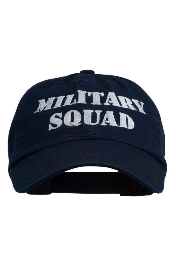 Military Squad Embroidered Low Profile Washed Cap - Navy OSFM