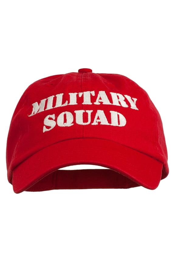 Military Squad Embroidered Low Profile Washed Cap - Red OSFM