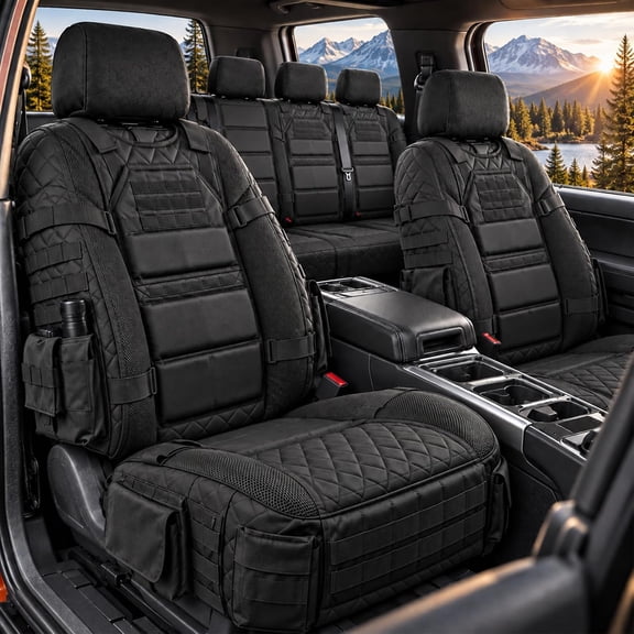 Military-Style Auto Seat Protectors, Tactical Seat Covers, Universal Fit Heavy-Duty Cushion for All Long-Drive Vehicles, Professional Tactical Appearance
