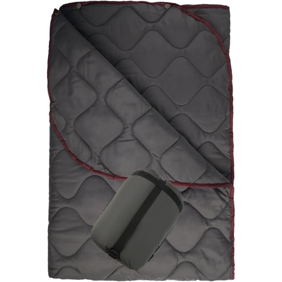 Military Style Camo Poncho Liner Blanket with Compression Carry Bag 1.4Mx2M Grey