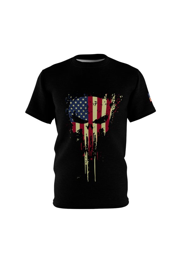 Military Style Camo Skull T-shirt - American Flag
