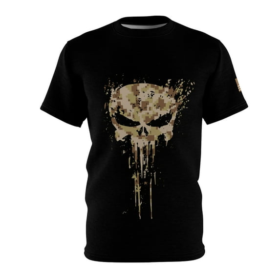 Military Style Camo Skull T-shirt - Desert Camo & Black