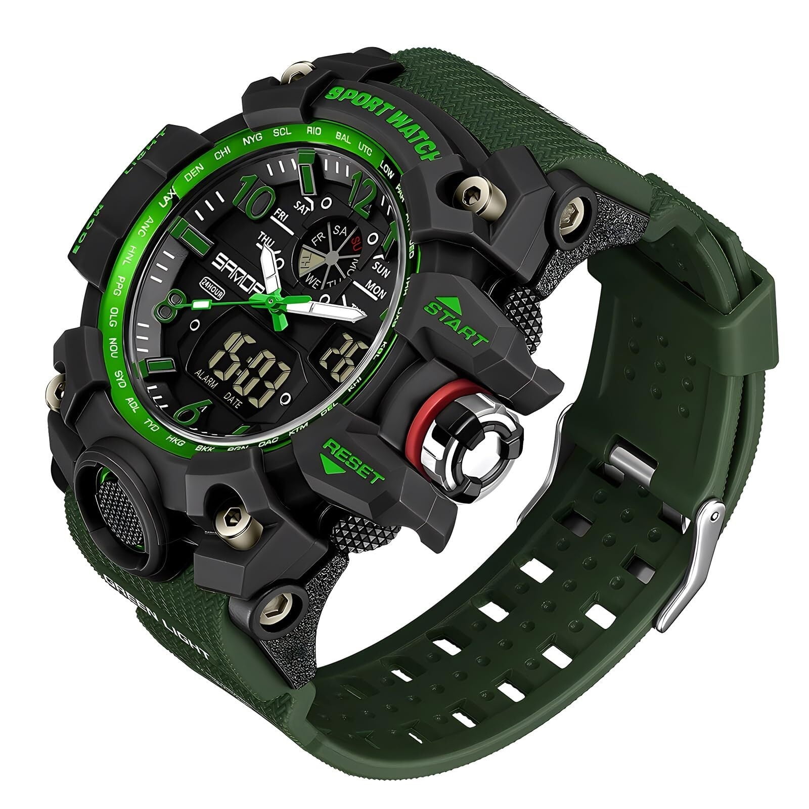 Military Style Digital Analog Watch, Large Face 2.2
