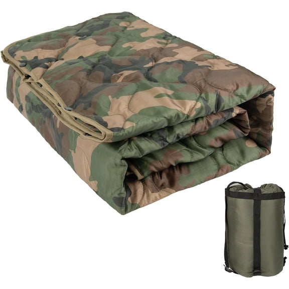 Military-Style Insulation Blanket with Camo Pattern and Compression Carry Bag