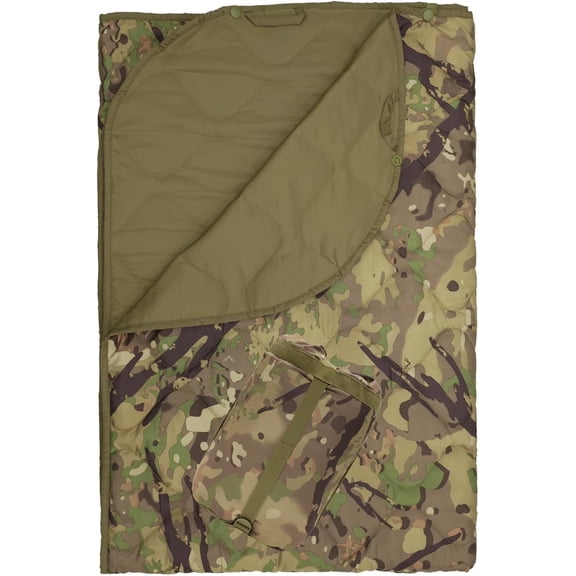 Military-Style Poncho Liner 55 x 79 Inch Waterproof Camping Blanket with Snap Fasteners