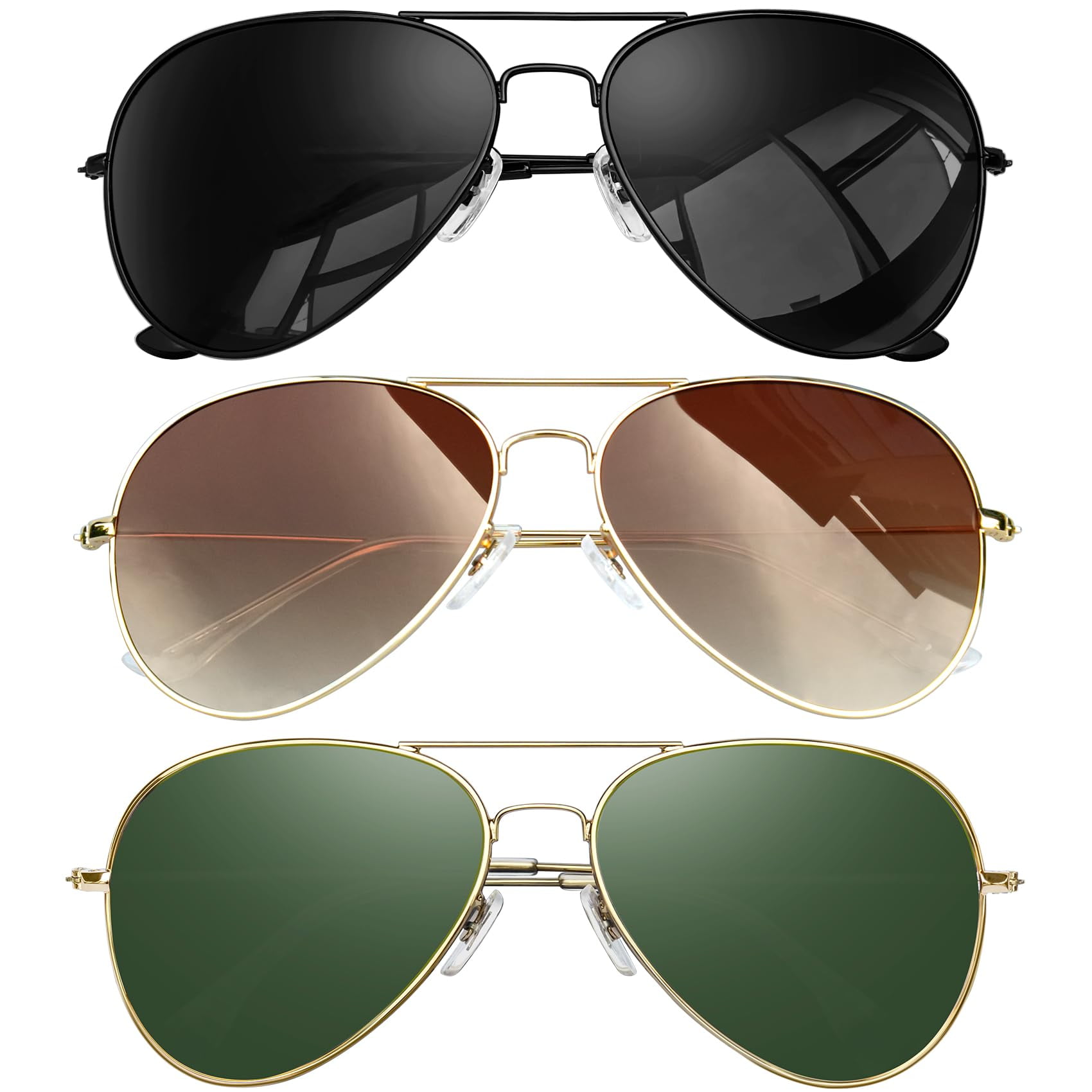 Military Style Sunglasses Men Women Metal Aviation Sun  display picture 1