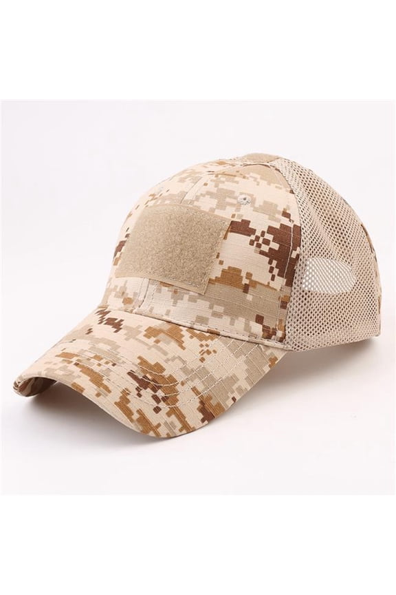 Military-Style Tactical Patch Hat with Adjustable Strap (JG-HAT2) Desert