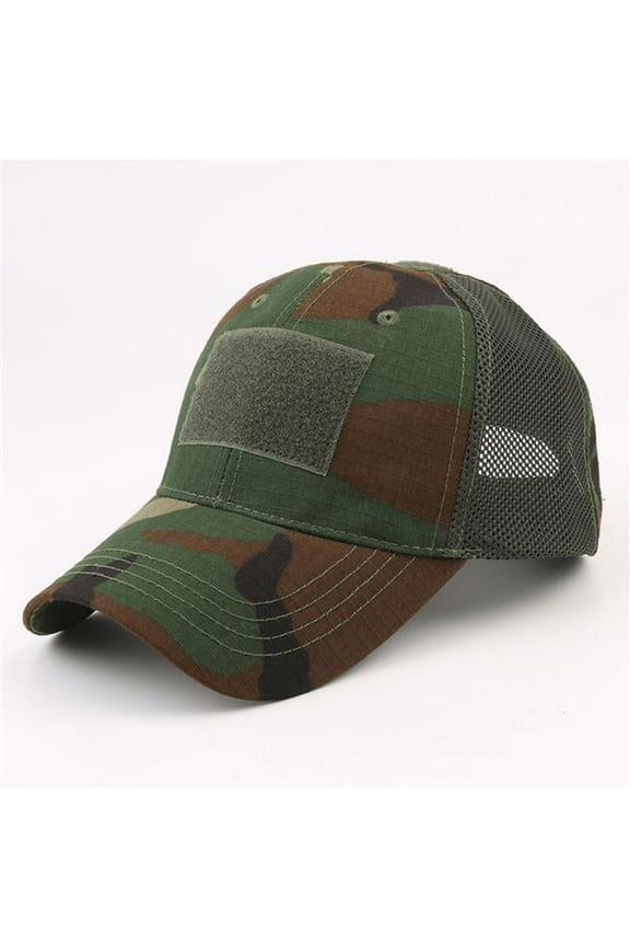 Military-Style Tactical Patch Hat with Adjustable Strap (JG-HAT2) Woodland