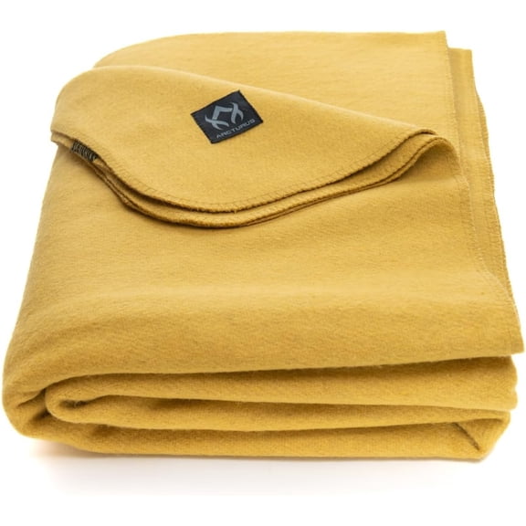 Military-Style Wool Blanket Large Gold
