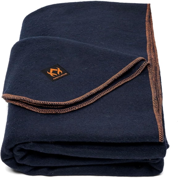Military-Style Wool Blanket Large Navy