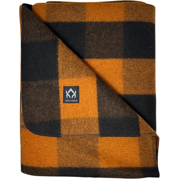 Military-Style Wool Blanket Large Orange Buffalo