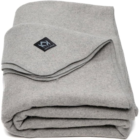 Military-Style Wool Blanket Large Stone Gray