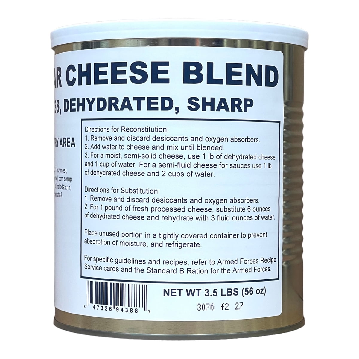Military Surplus Dehydrated Powdered Cheddar Cheese Blend with 25+ Years Long Shelf Life | Emergency Survival Food for Camping, Hiking, Backpacking |  #10 Can - 1 Can ✅