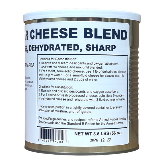 Military Surplus Dehydrated Powdered Cheddar Cheese Blend with 25+ Years Long Shelf Life | Emergency Survival Food for Camping, Hiking, Backpacking |  #10 Can - 1 Can ✅
