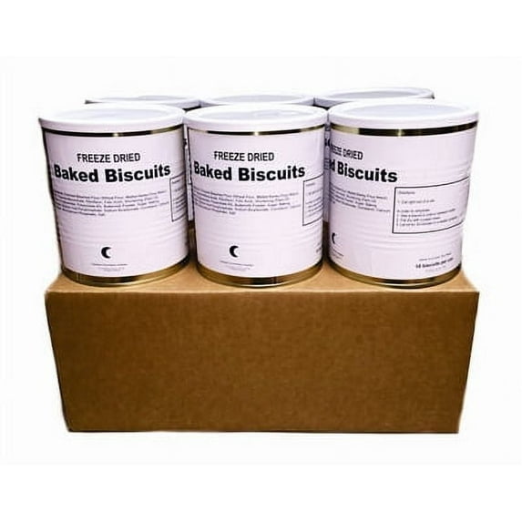 Military Surplus Freeze Dried Baked Biscuits Camping Emergency Food, 10-12 Thick Biscuits in a Can / #10 Can/25 Years Shelf Life -6 Cans ✅