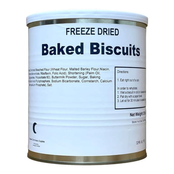 Military Surplus Freeze Dried Baked Biscuits, Ready-to-Eat Emergency Food, #10 Can, 1012 Biscuits, Up to 25+ Year Shelf Life