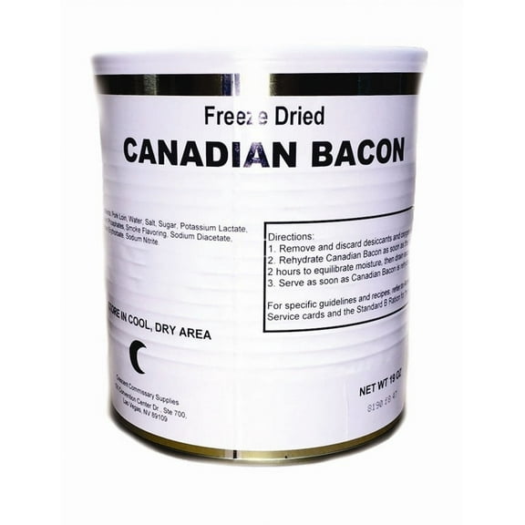Pack of 1 Can) Military Surplus Freeze Dried Canadian Bacon #10 Can 50-60 Slices / Can Emergency Camping Food