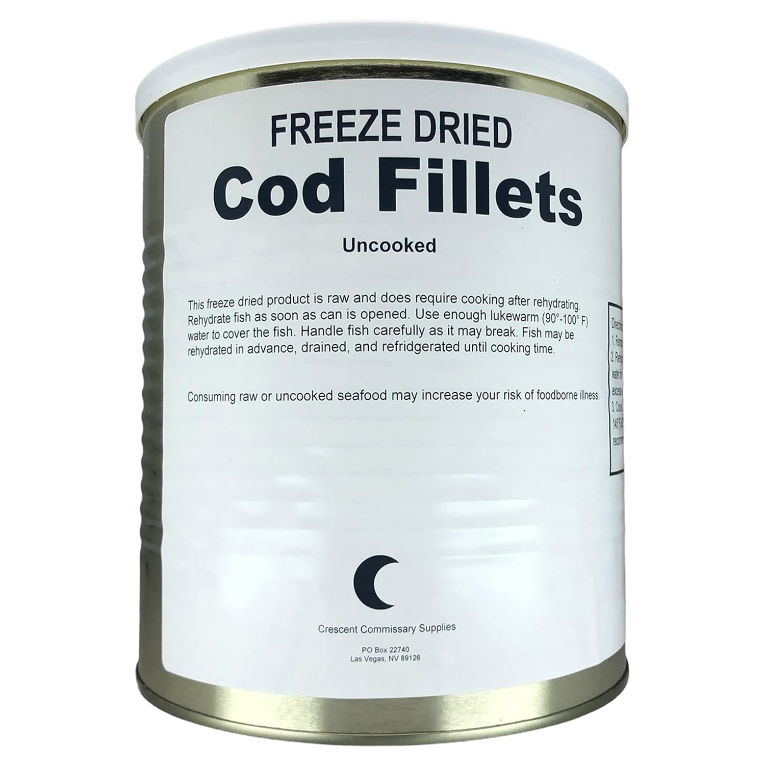 Military Surplus Freeze Dried Cod Fillets 9 oz (#10 Can) – 25+ Year Shelf Life Emergency Food, No Preservatives, Survival & Camping Protein Supply, Prepper Food Storage